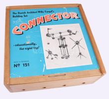 cca 1960 The Danish Architect Willy Fangel's Building Set, fa dobozban, 30x30 cm