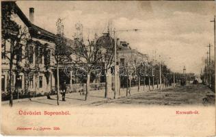 1903 Sopron, Kossuth út, villamos. Kummert L. kiadása (fl)