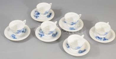 cca 1930 Rosenthal "Maria" 6 személyes kávés csésze készlet alátéttel. Jelzett, hibátlan, d: 10,5 cm