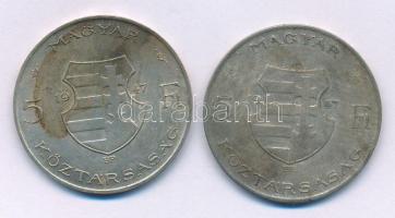 1947. 5Ft Ag "Kossuth" (2x) T:AU,F patina Adamo F8.1