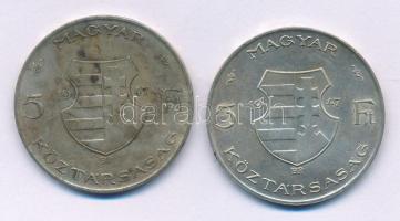 1947. 5Ft Ag "Kossuth" (2x) T:XF,F patina Adamo F8.1