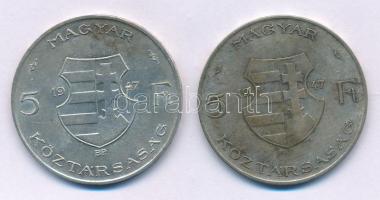 1947. 5Ft Ag "Kossuth" (2x) T:VF,F patina Adamo F8.1