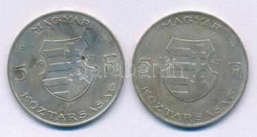 1947. 5Ft Ag "Kossuth" (2x) T:VF,F patina Adamo F8.1