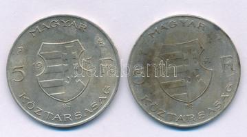 1947. 5Ft Ag "Kossuth" (2x) T:VF,F patina Adamo F8.1