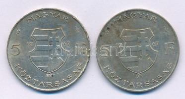1947. 5Ft Ag "Kossuth" (2x) T:VF,F patina Adamo F8.1