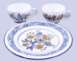 3 darab habán múzeumi másolat kerámia, egyiken pattogzással, d: 25 cm