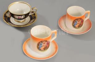 3 darab csésze alátéttel, közte 2 Zsolnay