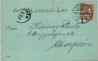 1901 Sopron, Deák tér este holdfényben. Kummert L. kiadása (EK)