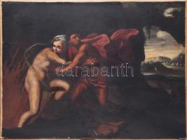 Jelzés nélkül: Menekülés Szodomából. Olaj, vászon. Dublirozott. 50x67 cm