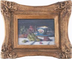 Nándory Sándor (működött a XX. sz. elején) : Csendélet meisseni csészével. Olaj, fa. jelzett, üvegez...