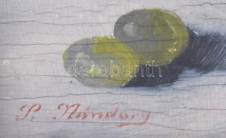 Nándory Sándor (működött a XX. sz. elején) : Csendélet meisseni csészével. Olaj, fa. jelzett, üvegez...