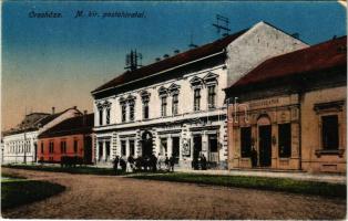 Orosháza, M. kir. postahivatal, gyógyszertár, Berger Lajos üzlete. K. J. Bp. 1918/22. (EK)