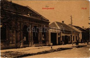 Abaújszántó, Fő utca, gyógyszertár, Kohn Mór, Soóváry Kálmán és Kübecher Béla üzlete és saját kiadása. W. L. (?) 257. (EM)