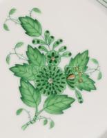 Herendi Apponyi zöld mintás ékszertartó tálka, jelzett, hibátlan, d: 10 cm