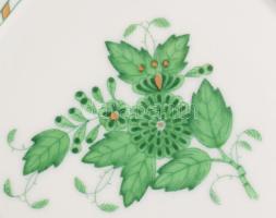 Herendi Apponyi zöld mintás ékszertartó tálka, jelzett, hibátlan, d: 10 cm