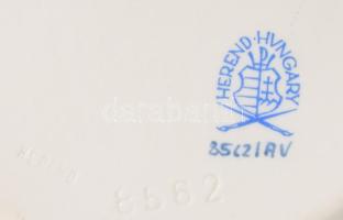 Herendi Apponyi zöld mintás ékszertartó tálka, jelzett, hibátlan, d: 10 cm