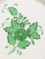 Herendi Apponyi zöld mintás ékszertartó tálka, jelzett, hibátlan, d: 10 cm