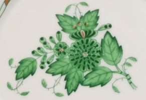 Herendi Apponyi zöld mintás ékszertartó tálka, jelzett, hibátlan, d: 10 cm