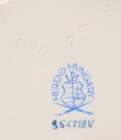 Herendi Apponyi zöld mintás ékszertartó tálka, jelzett, hibátlan, d: 10 cm