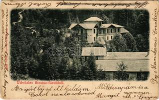 1902 Stószfürdő, Stoósz-fürdő, Kúpele Stós; Budapest villa. Wlaszlovits Gusztáv kiadása / spa, villa (ragasztónyom / glue marks)