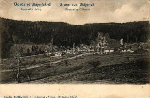 Stájerlak, Steierlak, Stájerlakanina, Steierdorf, Anina; Zsumanka telep. Hollschütz F. kiadása / Zsumanka-Colonie / workers' colony (fl)