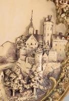 Josef Strnact 2 darab plasztikus vármintás dísztányér. Jelzett, kis kopással, d: 32 cm