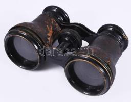 Antik távcső, sérült borítással, 11x7 cm