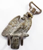 Porosz katonai dob heveder horog (Trommelhaken), réz, patinás, 15,5x7,5 cm