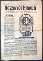 [Folyóirat] Rozsnyói Híradó. Felelős szerkesztő: Sengler György. Megjelenik vasárnaponként. XLIX. év...