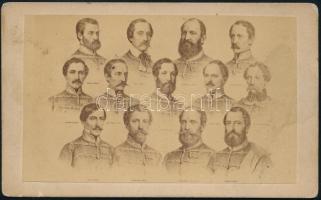 cca 1868 A tizenhárom aradi vértanú (Barabás Miklós litográfiája után), keményhátú fotó, jelzés nélkül, kissé foltos, 6,5x10,5 cm