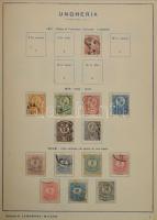 1871-1936 Magyar gyűjtemény sorokkal, portókkal, hivatalos bélyegekkel, előnyomott olasz albumban