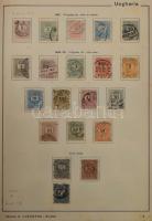 1871-1936 Magyar gyűjtemény sorokkal, portókkal, hivatalos bélyegekkel, előnyomott olasz albumban