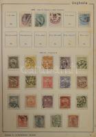 1871-1936 Magyar gyűjtemény sorokkal, portókkal, hivatalos bélyegekkel, előnyomott olasz albumban
