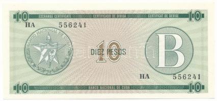 Kuba DN (1985.) 10P "B" deviza tanúsítvány T:UNC Cuba ND (1985.) 10 Pesos "B" Foreign Exchange Certificates C:UNC Krause FX8