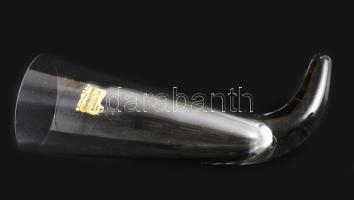 Ólomkristály kürt asztaldísz, címkével jelzett, minimális pattogzással, h: 27,5 cm