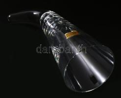 Ólomkristály kürt asztaldísz, címkével jelzett, minimális pattogzással, h: 27,5 cm