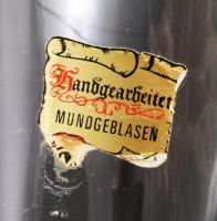 Ólomkristály kürt asztaldísz, címkével jelzett, minimális pattogzással, h: 27,5 cm