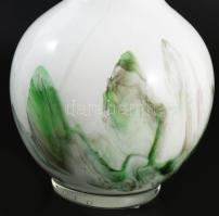 Anyagában opak színezésű hutaüveg váza, jelzés nélkül, hibátlan, m: 18 cm