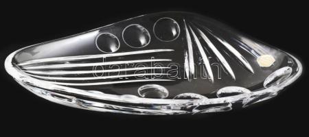 Op-art ólomkristály kínáló, címkével jelzett, hibátlan, 23,5x16,5 cm