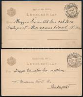 1899 2 db 2kr díjjegyes levelezőlap a Magyar Termelők Bor-raktárának címezve