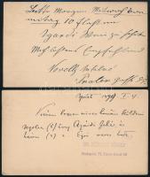 1899 2 db 2kr díjjegyes levelezőlap a Magyar Termelők Bor-raktárának címezve