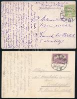 1916 2 db képeslap, az egyik vitéz Marschalkó Kornél, a másik Ankner Miklós tábori csendőrnek címezve