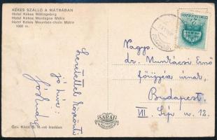 1941 Képeslap 2f bérmentesítéssel "MÁTRAHÁZA" - Budapest