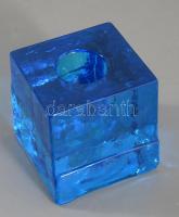 Lindshammar svéd design üveg gyertyatartó, címkével jelzett, hibátlan, 5x5 cm