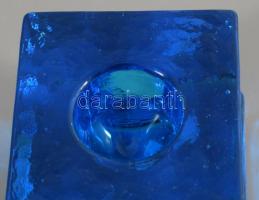 Lindshammar svéd design üveg gyertyatartó, címkével jelzett, hibátlan, 5x5 cm