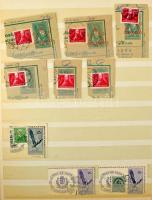 Díjjegyes és illetékjegyes kivágások, köztük szép bélyegzések, díjkiegészítések is, 10 lapos, A/4-es...