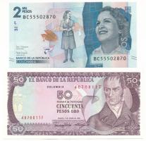 Kolumbia 1986. 50P + 2018. 2MP T:UNC Colombia 1986. 50 Pesos Oro + 2018. 2 Mil Pesos C:UNC Krause P#425b, P#458