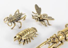 9 darab klf réz rovar figura, h: 12 cm alatt