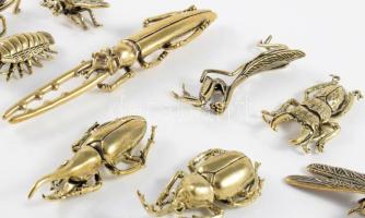 9 darab klf réz rovar figura, h: 12 cm alatt