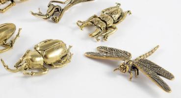 9 darab klf réz rovar figura, h: 12 cm alatt